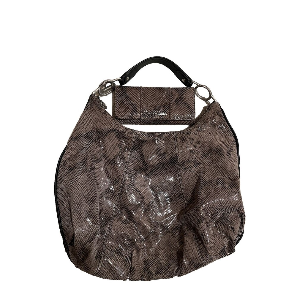 Judith Ripka Python Snakeskin Emboss Leather Hobo Bag Purse & Wallet 19"W x 13"H